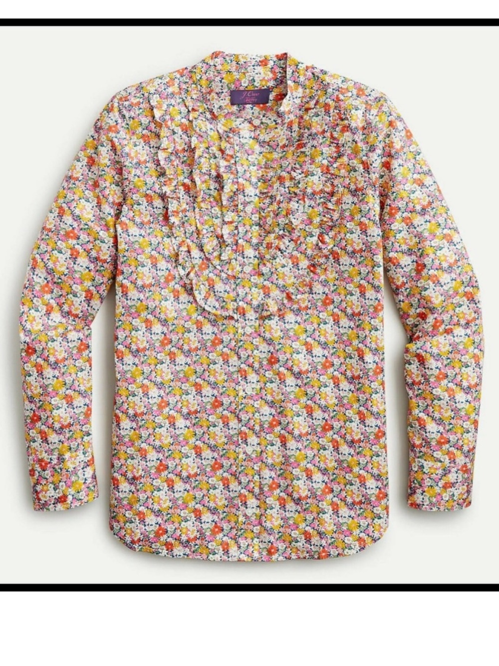 J Crew Band-collar ruffle-front shirt in Liberty® Libby floral
Ruffle front 
L - Picture 2 of 9